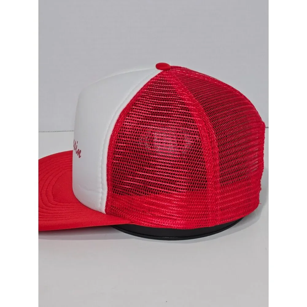 Vintage 80s Sportcap Smoothie Wisconsin Trucker Hat | Red White Snapback